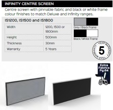 Deluxe Rapid Infinity Centre Screen Range And Specifications